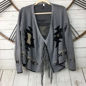 Heartsoul Gray Aztec Open Cardigan Sweater